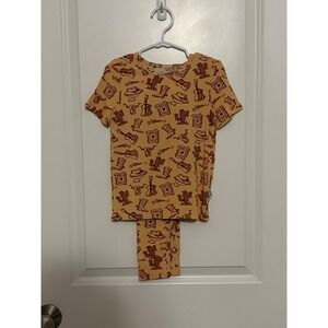 Minikin Mischief Western Cowboy Cactus Guitar Boots Wanted Print PJ Set 5-6T